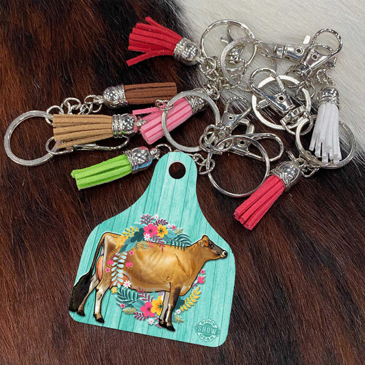 Jersey Cattle Ear Tag Keychains