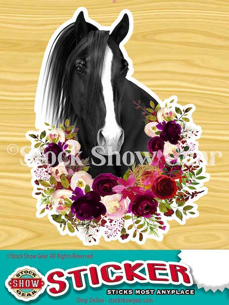 Horse Head-Floral Swag Stickers