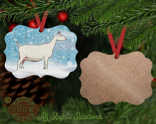 Dairy Goat-Snow Scene Wood Christmas Ornaments
