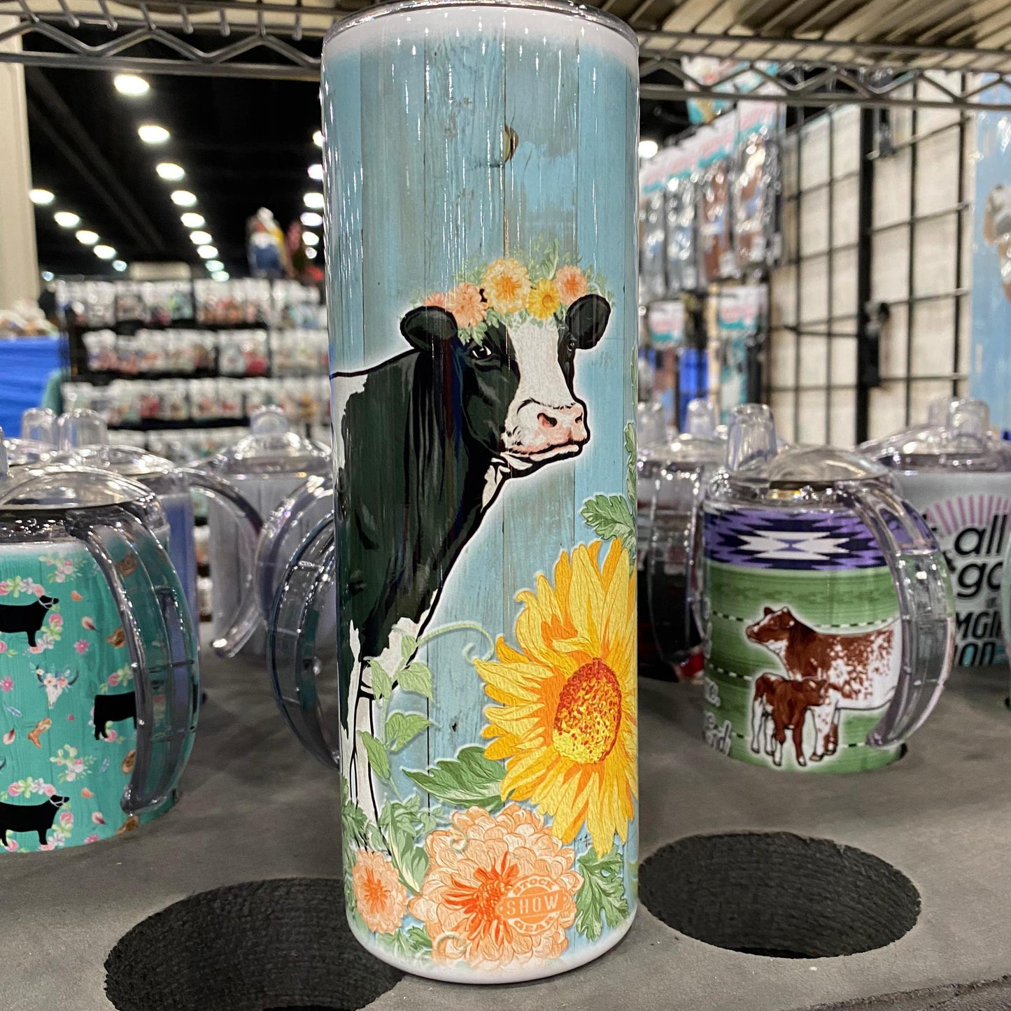 Black Holstein-Autumn Flowers Design Tumblers