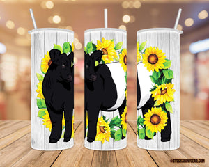 Belted Galloway "Sunflower Wreath" Tumblers