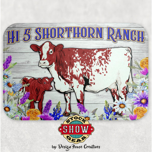 Roan Shorthorn Cow-Calf Glass Cutting Board