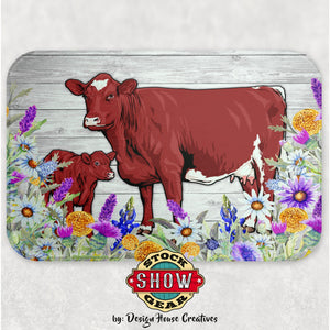 Shorthorn Cow-Calf Glass Cutting Board