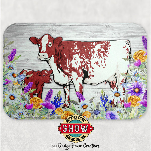 Roan Shorthorn Cow-Calf Glass Cutting Board