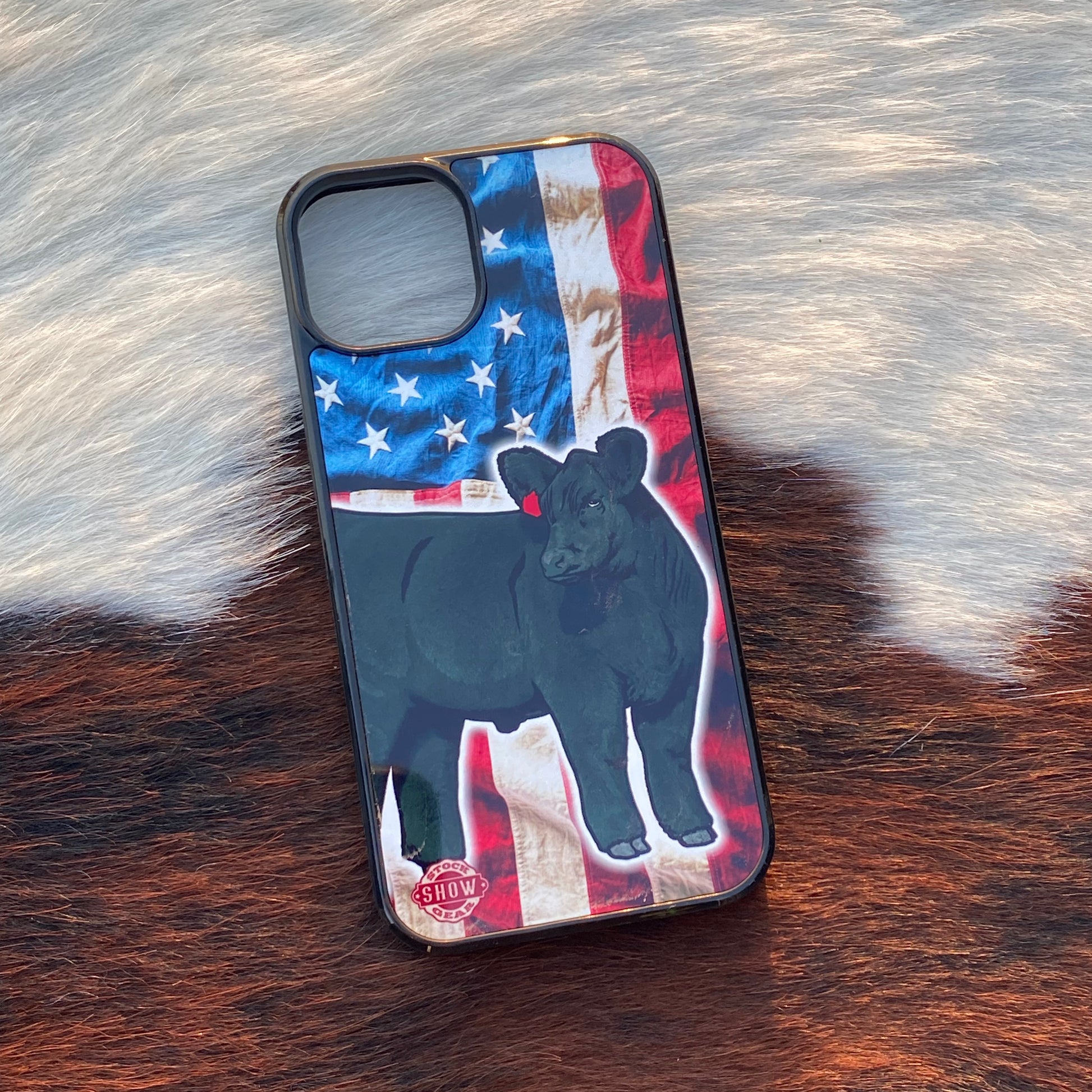 Black Angus Steer Phone Case Design - Wrinkled USA Flag Black Angus Steer Phone Case Design - Wrinkled USA Flag