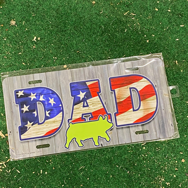 Pig Show Dad USA Themed License Plate