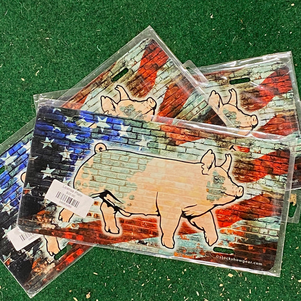 Blue Butt Pig USA Themed License Plates-In Stock