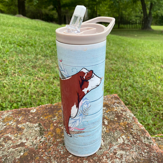 Red Hereford Heifer "Boho Floral Wreath" Tumblers