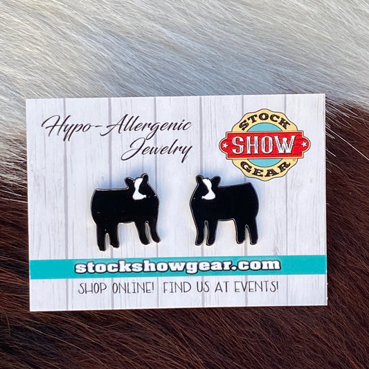 Black Baldy Enamel Earrings