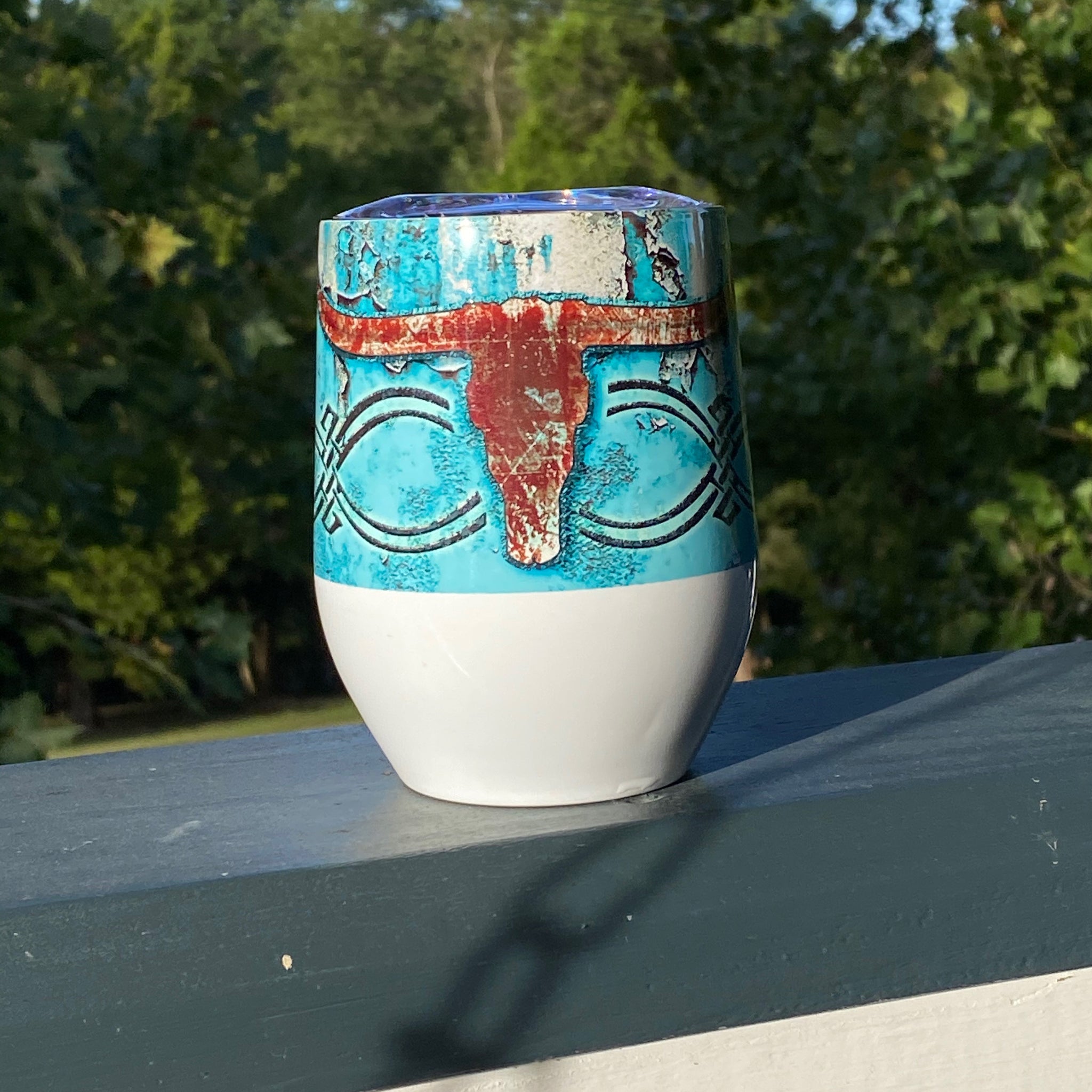 Turquoise Longhorn Double Walled Wine Tumblers
