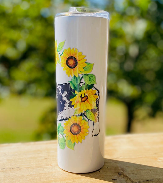 Cowboy Corgi "Sunflower Wreath" Tumbler