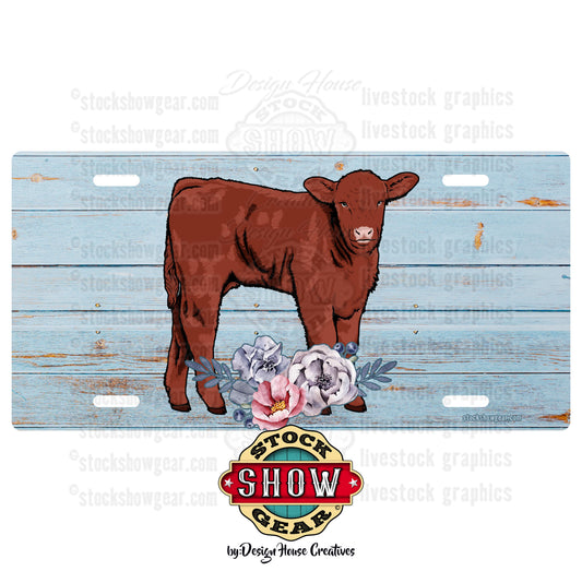Cattle-Soft Blue Wood License Plates