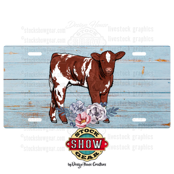 Cattle-Soft Blue Wood License Plates