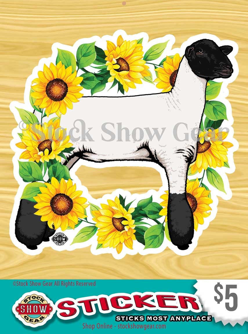 Black Face Lamb Sunflower Wreath Sticker