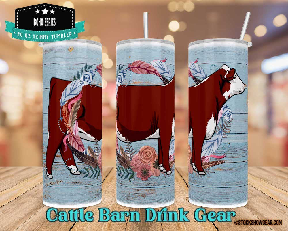 Aqua Boho Floral Tumbler