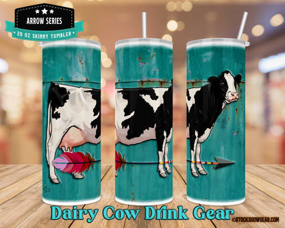 Black Holstein-Turquoise Metal-Arrow Design Tumblers