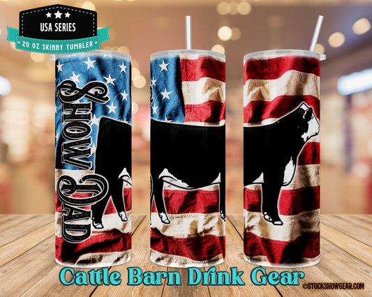 Black Hereford Wrinkled USA Flag Tumblers
