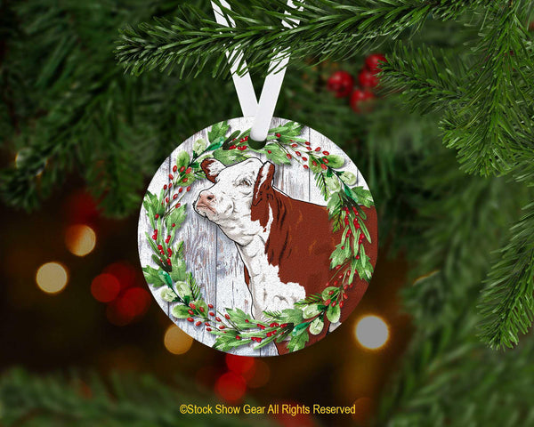 Red Hereford Cattle Christmas Ornaments