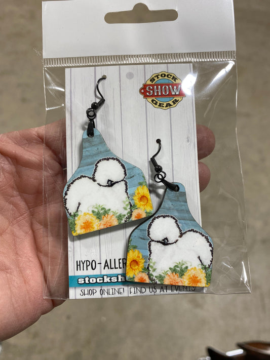 White Silkie Chicken Earrings-Autumn Flowers