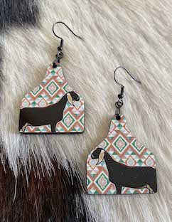 Black Nubian Dairy Goat Earrings-Southwest Print