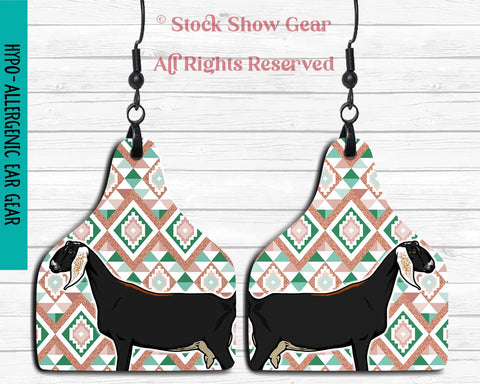 Black Nubian Dairy Goat Earrings-Southwest Print