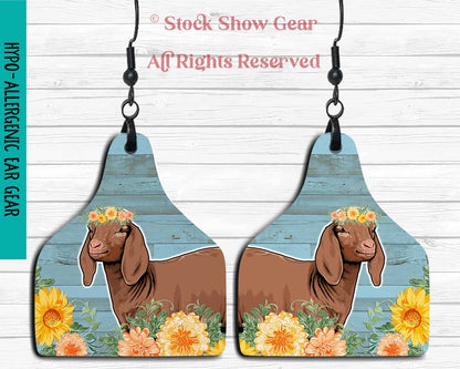 Nubian Kid Ear Tag Shaped Earrings-Autumn Flowers