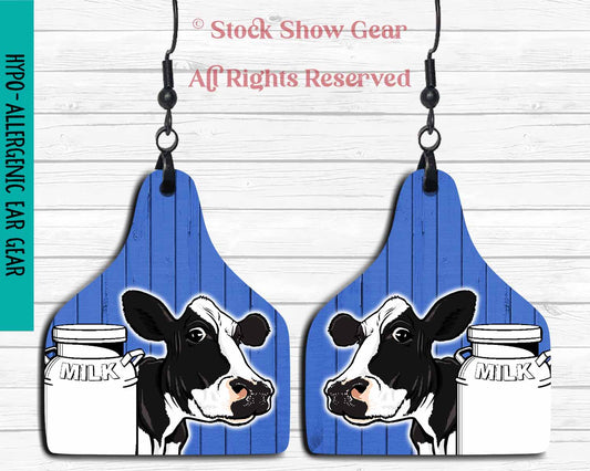 Cute Holstein Dairy Cow Earrings-Milk Can Design - Made to Order