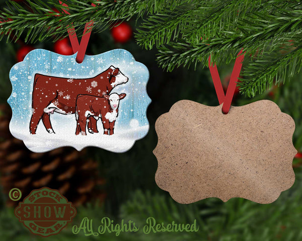 Red Hereford Cattle Christmas Ornaments