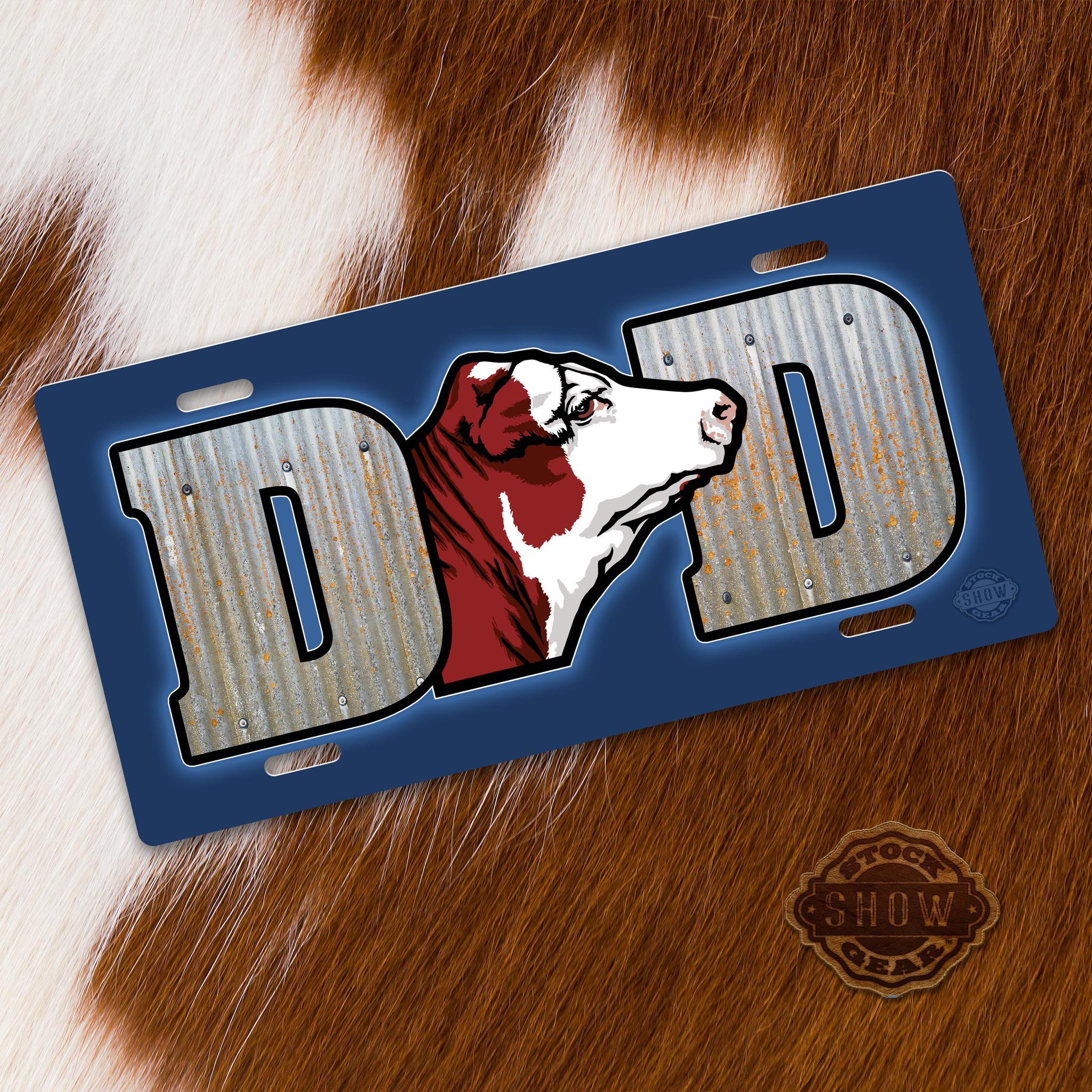 Hereford Cattle Dad License Plate