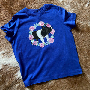 Hampshire Pig Hydrangea Wreath Tees and Bodysuits