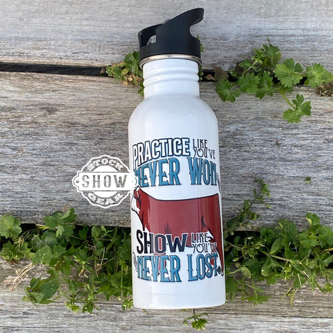 Red Hereford "Practice Quote" Water Bottle