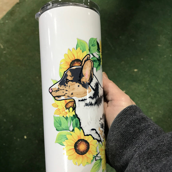 Cowboy Corgi "Sunflower Wreath" Tumbler