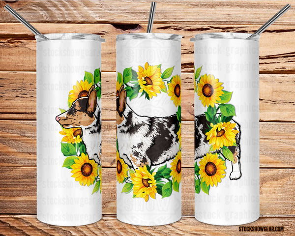 Cowboy Corgi "Sunflower Wreath" Tumbler