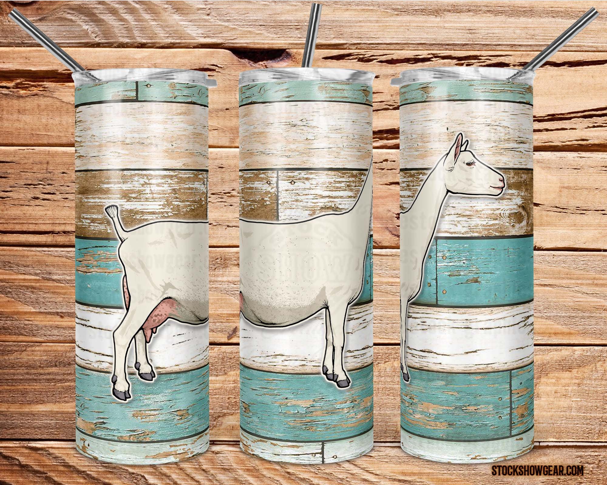 Saanen Dairy Goat Tumblers with Sealing Lid and Metal Straw - The Dairy Goat Barn