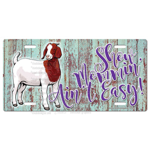 Boer Goat License Plate-Show Mommin'-Wood-The Goat Barn-
