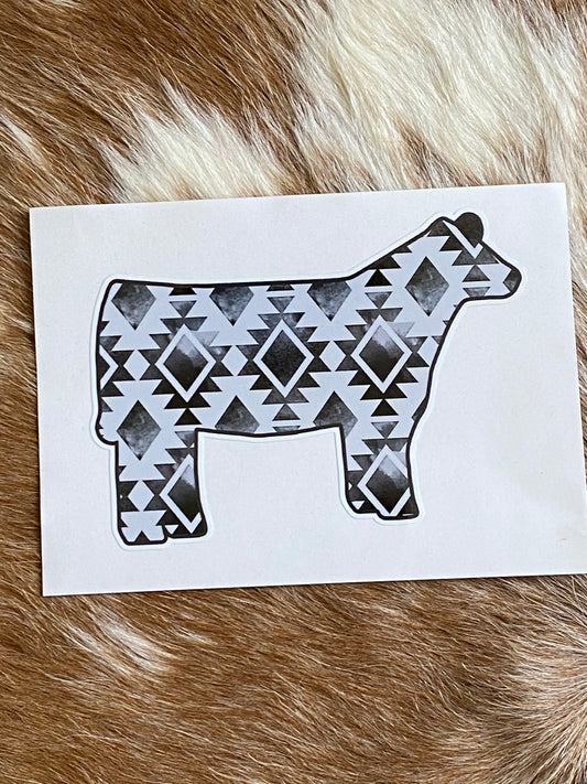 Black and White Aztec Heifer Sticker by Stock Show Gear