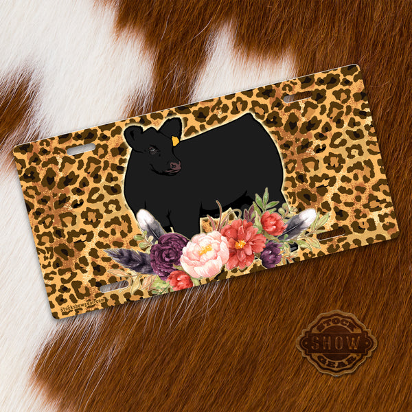 Cattle Cheetah-Floral Swag License Plate