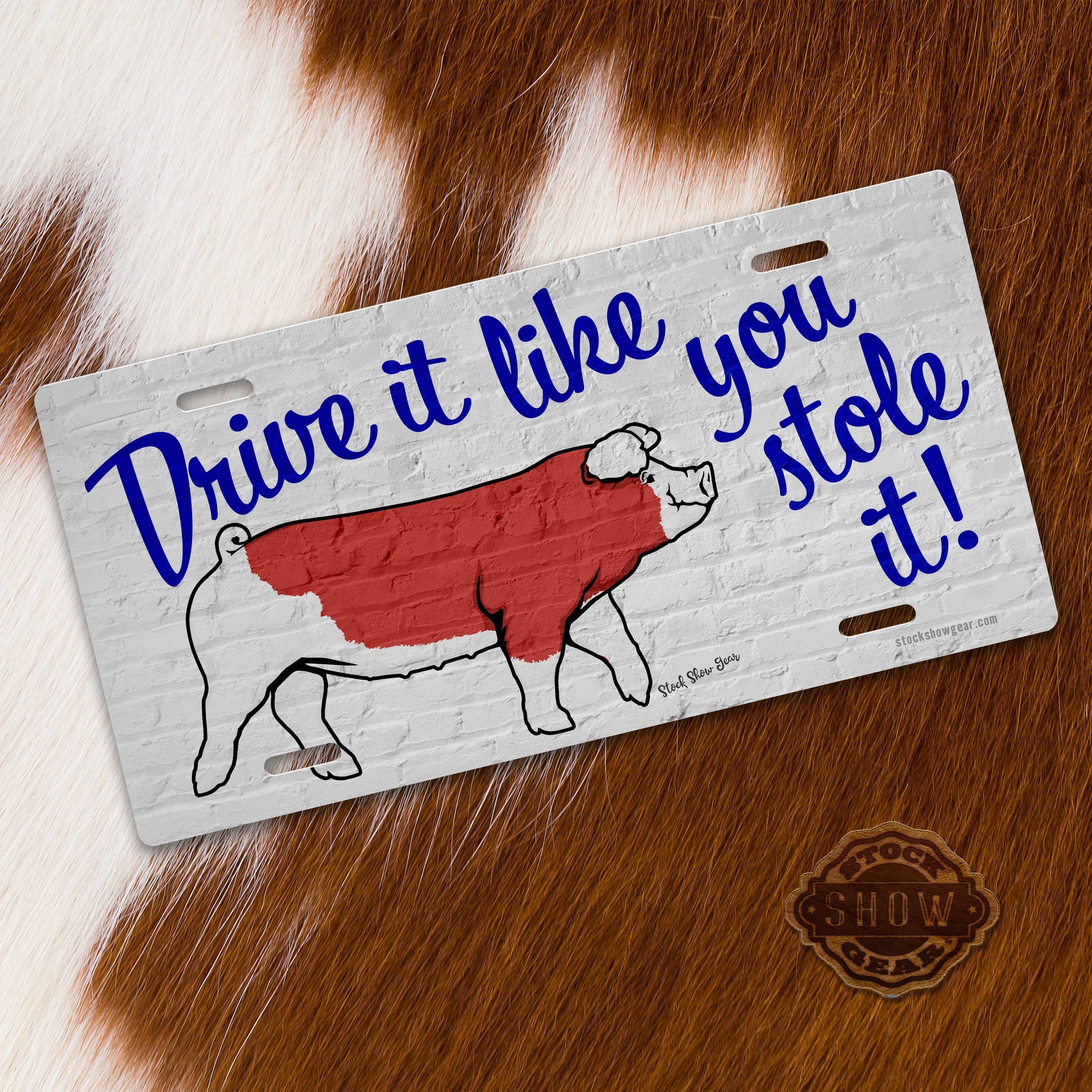 Hereford Pig-"Drive It Like You Stole It" License Plate