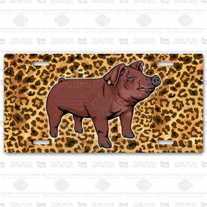 Duroc Gilt Cheetah Print License Plate