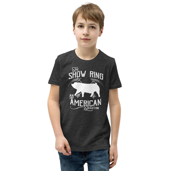 Show Pig-Down Ears-Show Ring American Tradition Youth Short Sleeve T-Shirt
