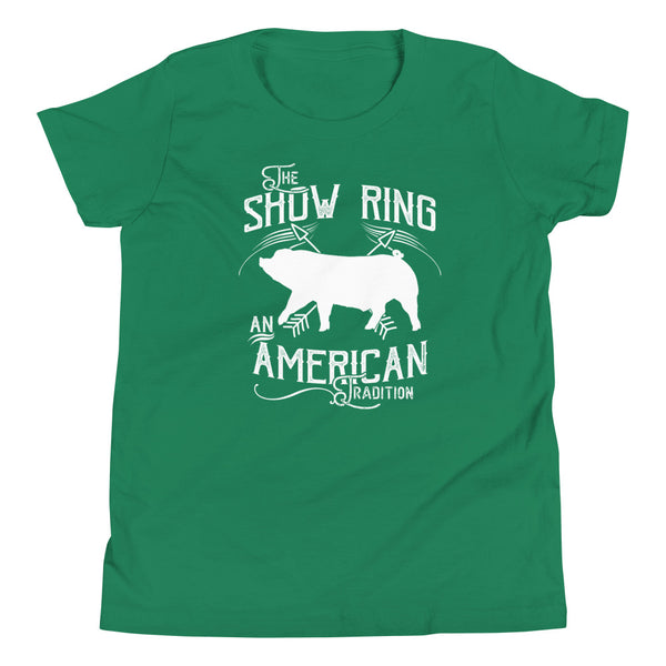 Show Pig-Down Ears-Show Ring American Tradition Youth Short Sleeve T-Shirt