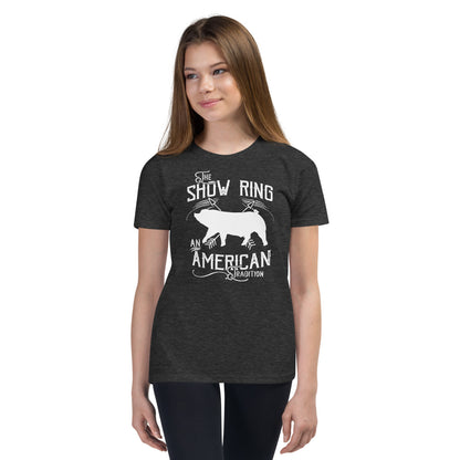 Show Pig-Down Ears-Show Ring American Tradition Youth Short Sleeve T-Shirt