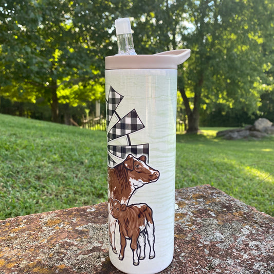 Shorthorn Cow Calf Pair Windmill Design Tumblers