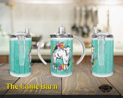Charolais Calf 12oz. Sippy Cup Happy Wreath Design-Made to Order