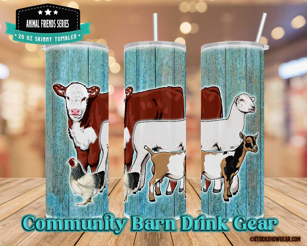 Farm Animal Friends-20oz Straw Tumbler-Antique Wood Print