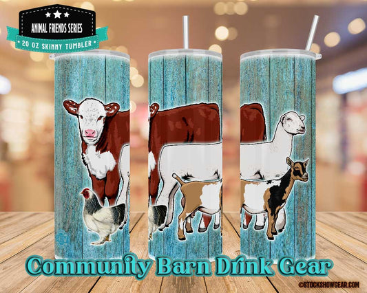 Farm Animal Friends-20oz Straw Tumbler-Antique Wood Print
